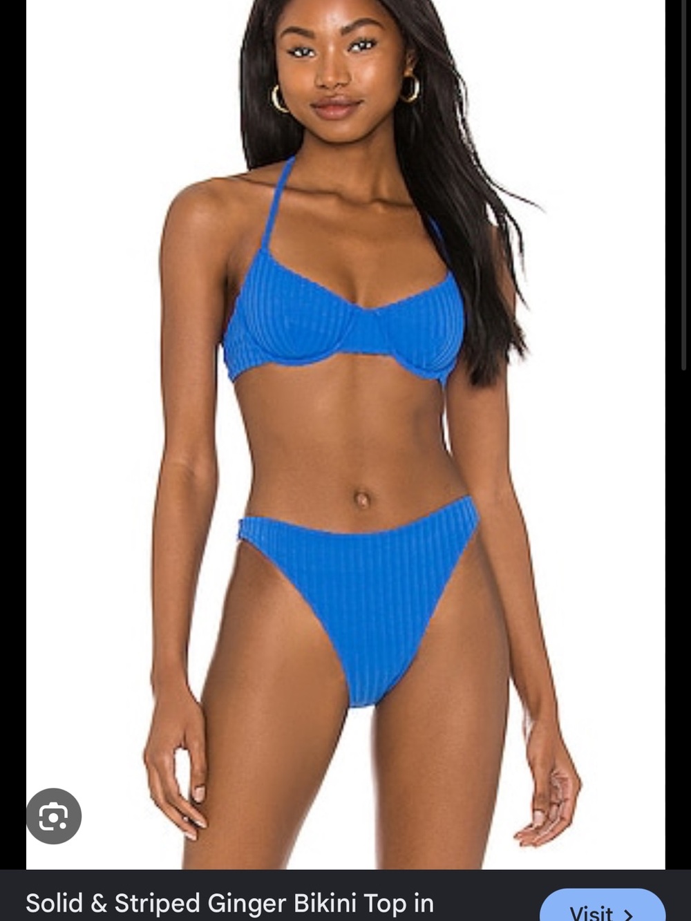 Solid & Striped Ginger bikini top and ginger belt bikini bottom in laguna blue